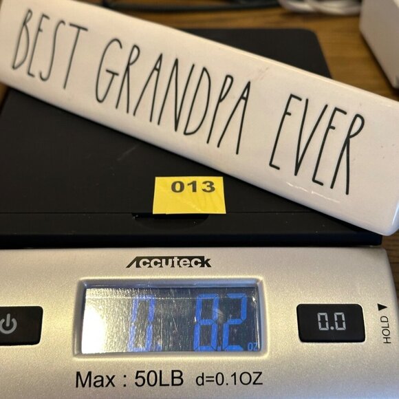 Rae Dunn BEST GRANDPA EVER Ceramic Desk Nameplate Sign Paperweight Office Decor - Picture 9 of 9